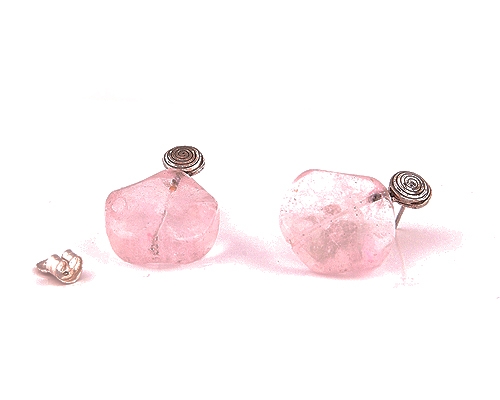 Pendientes de Cuarzo Rosa y Plata 925ml.