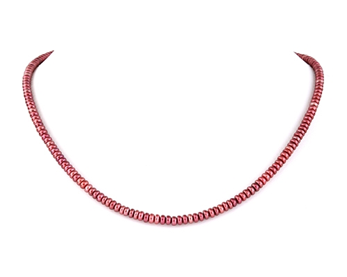 Collar de perlas botón fucsia