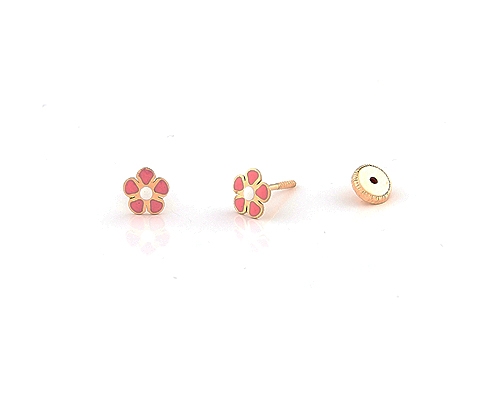 Pendientes de Oro750ml. y esmalte. Flores