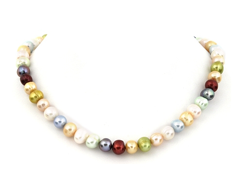 Collar de perlas semi esféricas multicolor