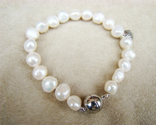 Pulsera de Perla cultivada 8-10mm. Blanca