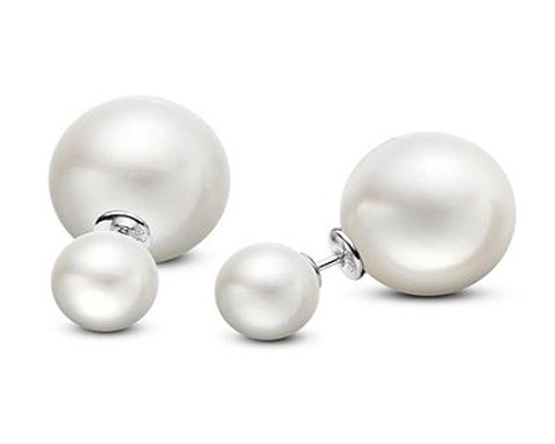 Presiones de perlas 9mm. redondas. Blancas. Montadas en plata