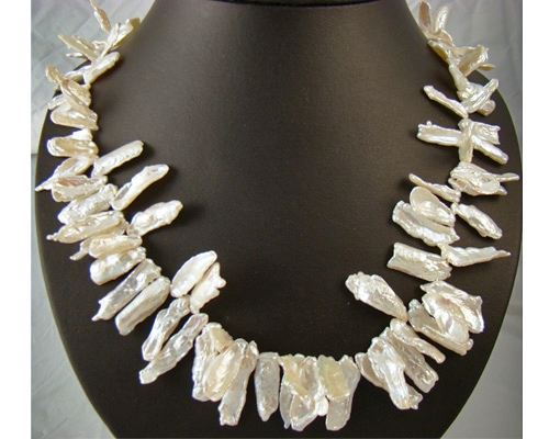 Collar de perla Keshi blanca