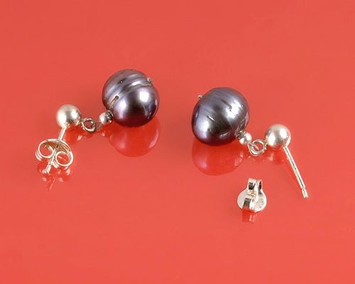 Pendientes de Perla gris 10-12mm. Con plata 925ml.