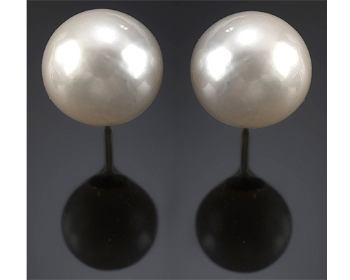 Perlas Australianas esféricas 13mm. Pendientes en oro blanco o amarillo 18 ktes