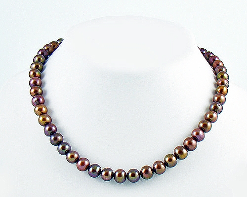 Collar de perlas semi esféricas color chocolate