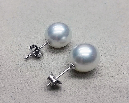 Perlas Australianas semirredondas-11-12mm. Pendientes en oro blanco 18 ktes
