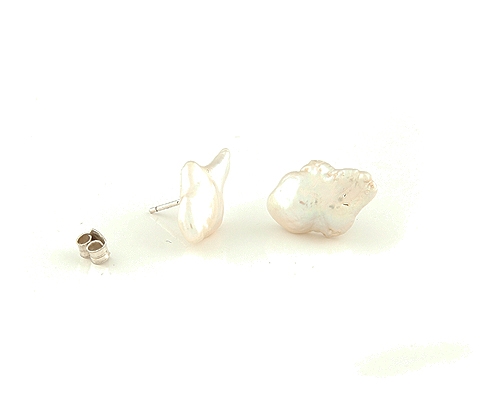 Pendientes de Perla keshi 11-13mm. en Plata 925ml.