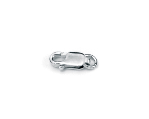 Mosquetón rectangular Oro blanco 11.7mm. Con anilla en ocho (para enfilar)