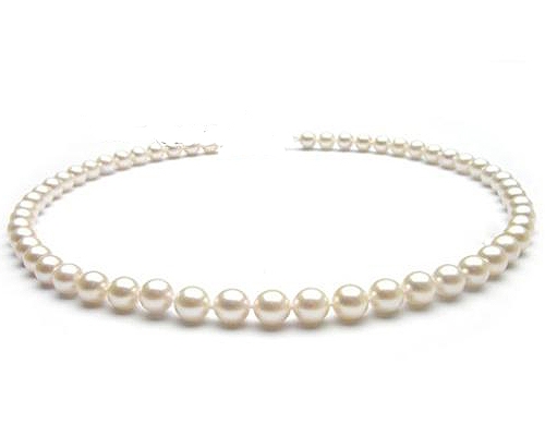 Collar de perla esférica blanca