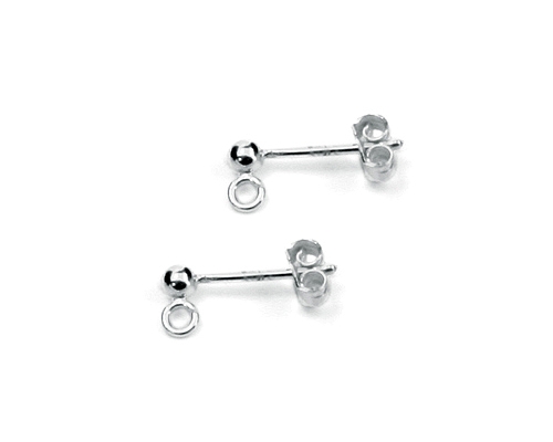 Par pendientes bola 3mm. con anillas