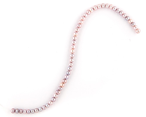 Collar de perlas botón rosa - malva