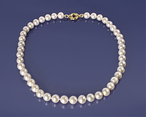 Collar de Perla esférica AAA con reasón de Oro 12mm.