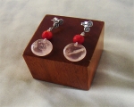 Pendientes de Cuarzo Rosa español, Coral y plata