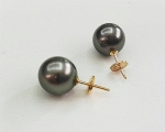 Perlas Tahití esféricas 7,5-8mm. Pendientes en oro amarillo 18 ktes