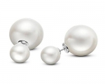 Presiones de perlas 9mm. redondas. Blancas. Montadas en plata