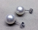 Perlas Australianas semirredondas-11-12mm. Pendientes en oro blanco 18 ktes