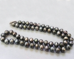 Collar largo de 58 perlas Tahití semibarroca-Redondeada gris