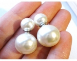 Presiones de perlas 9mm. redondas. Blancas. Montadas en plata