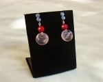 Pendientes de Cuarzo Rosa español, Coral y plata