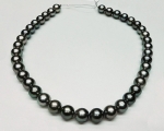 Collar de 39 perlas Tahití esférica gris