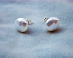 Pendientes de Perla AAA Coin 13-14mm y plata 925ml.