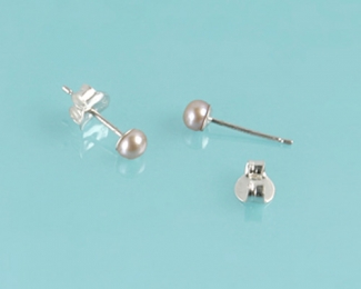 Pendientes de Perlas AAA Rosa 4mm. con Oro blanco