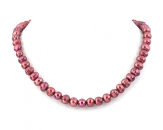 Collar de perlas semi esféricas fucsia