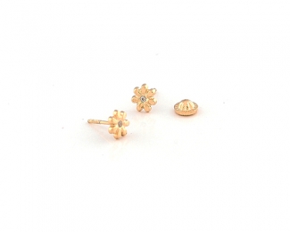 Pendientes de Oro750ml. y diamante. Flores