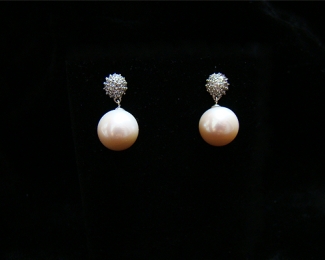 Pendientes de Perla AAAA rosa 12mm.