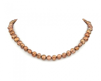 Collar de perlas patata color cobre