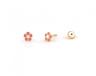 Pendientes de Oro750ml. y esmalte. Flores