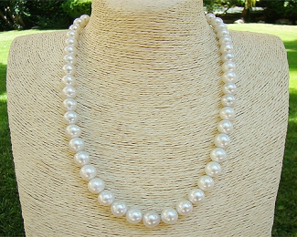 Collar de perla Australiana esférica blanca