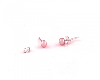 Pendientes de Perlas AAA rosa 4mm. y Plata 925ml.