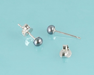 Pendientes de Perla AAA Gris 4mm. con plata 925ml.