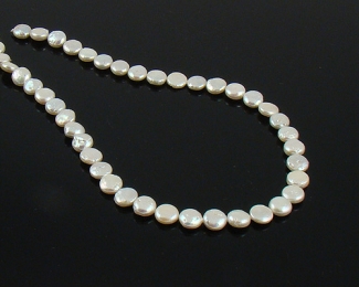 Collar de perla Coin blanca