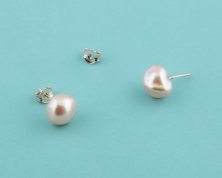 Pendientes de perla AAA barroca rosa y Plata 925ml.