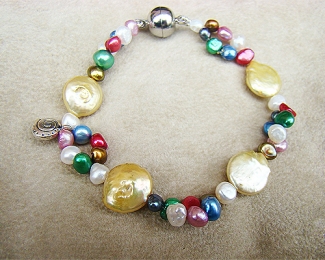 Pulsera de Perlas coin y patatita colores