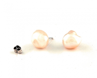 Pendientes de Perla AAA Rosa 11-13mm. con Plata 925ml.