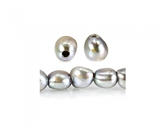 Perlas patata con perforación de 2mm. Gris Plata