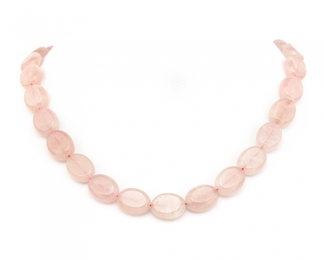 Collar de cuarzo rosa oval