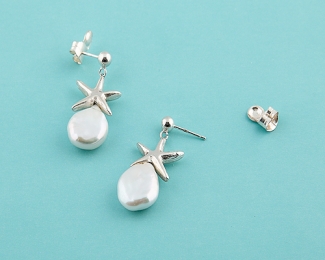 Pendientes de Perlas y fornitura en Plata