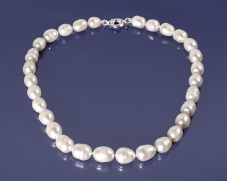 Collar de Perlas AAA ovales con reasón en plata de 925ml.