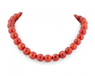 Collar de coral bambú en bola 13-14mm.